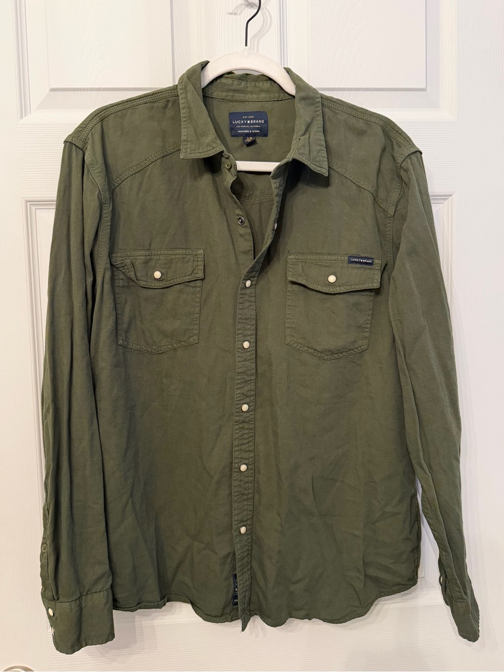 Lucky Brand | men’s pearl snap long sleeve button down shirt size large